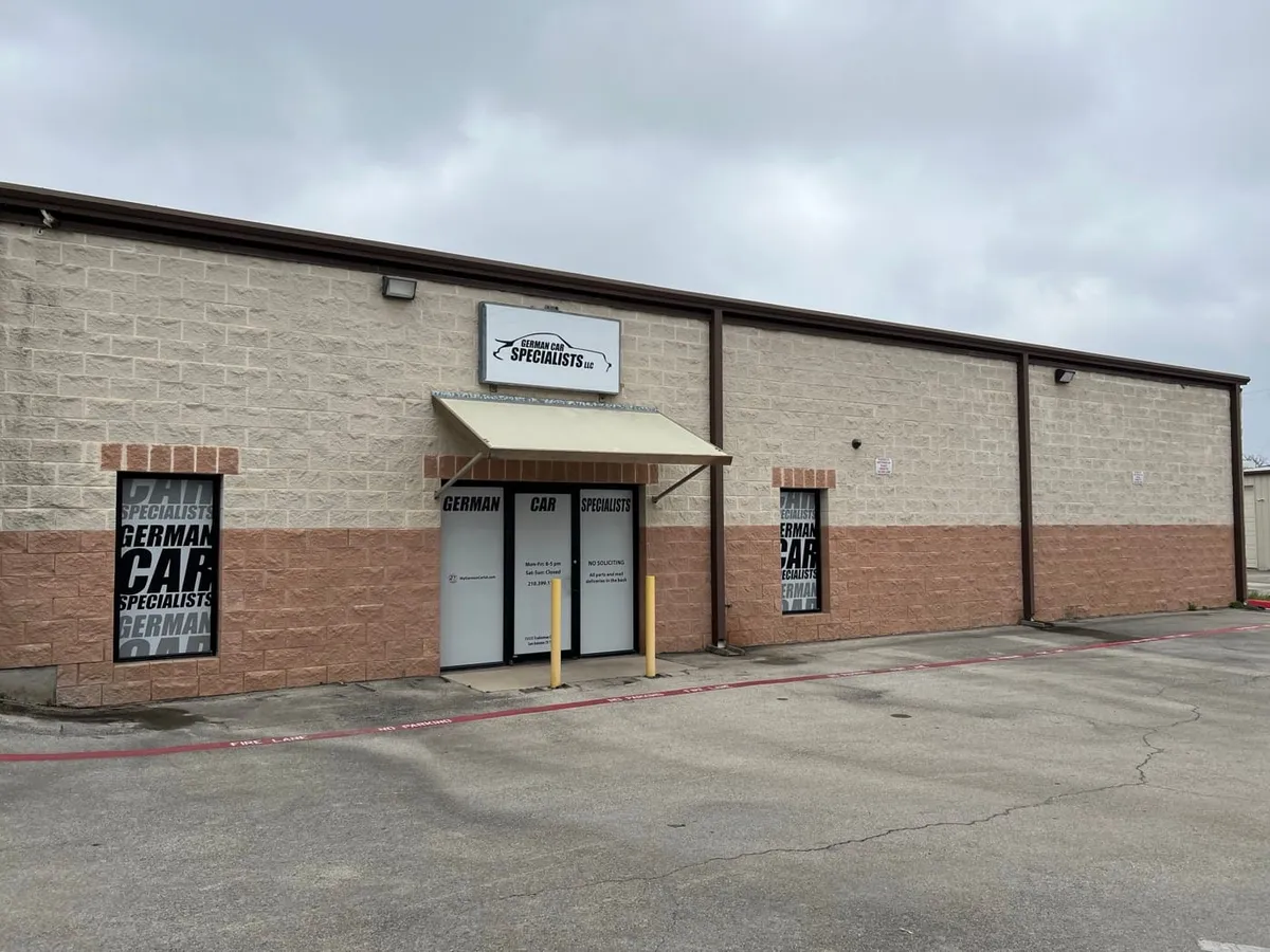 German Car Specialists shop entrance in San Antonio
