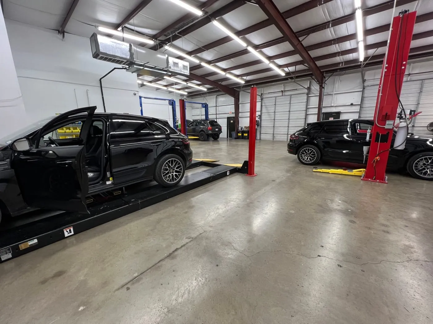 German cars in the shop service bays